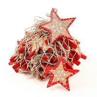 набор елочных украшений звезда деревянная с красным ободком christmas stars, 30 штук в Улан-Удэ