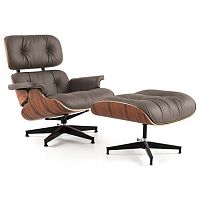 кресло eames style lounge chair кожа коричневое в Улан-Удэ