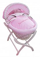 колыбель-переноска gift wicker moses basket белая, розовое белье в Улан-Удэ