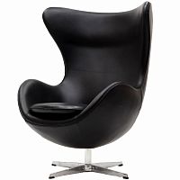 кресло с подлокотниками arne jacobsen style egg chair черное в Улан-Удэ